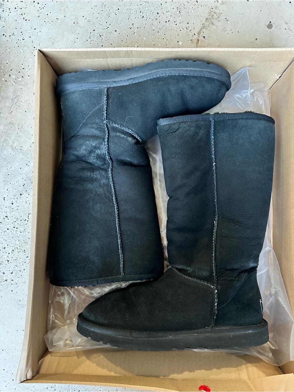UGG Black Tall Suede Shearling Boots